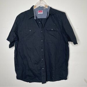 WRANGLER BLACK BUTTON DOWN SHORT SLEEVE SHIRT SZ L